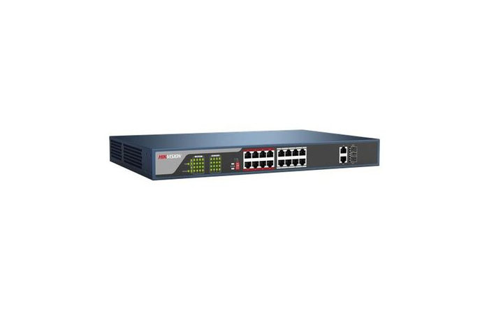 Swich 16-port 10/100Mbps PoE Hikvision DS-3E0318P-E(B)